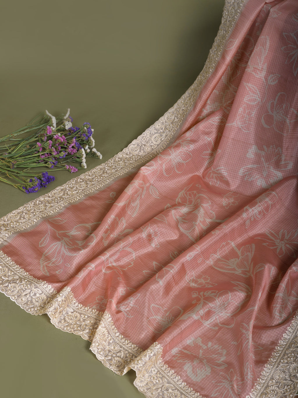 Sia Embroidered Kota Doria Silk saree