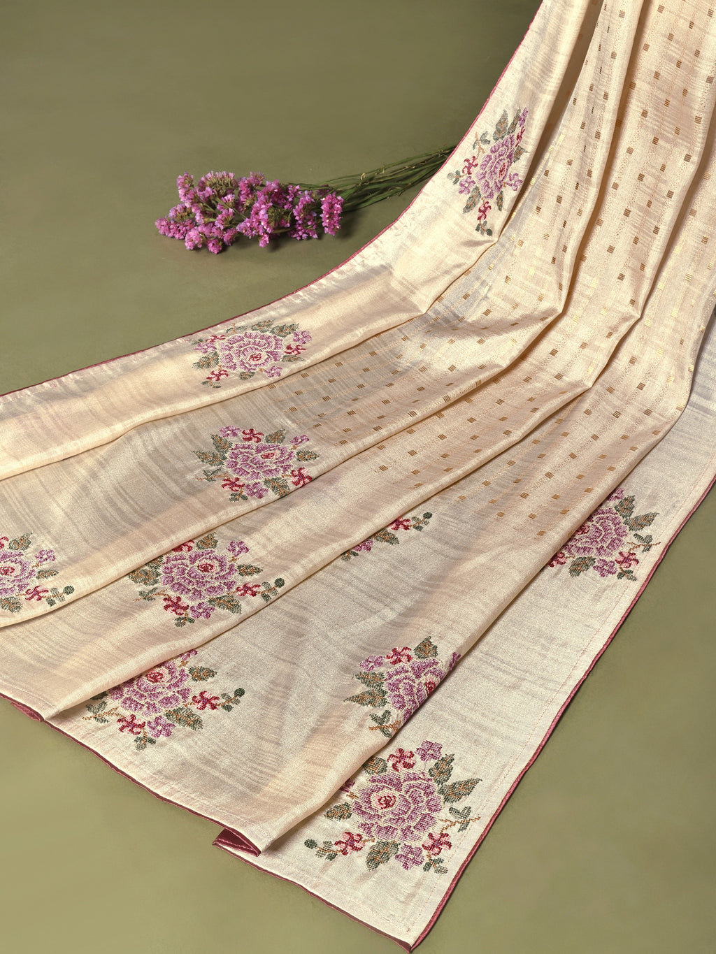 Zarina Embroidered Tussar Saree
