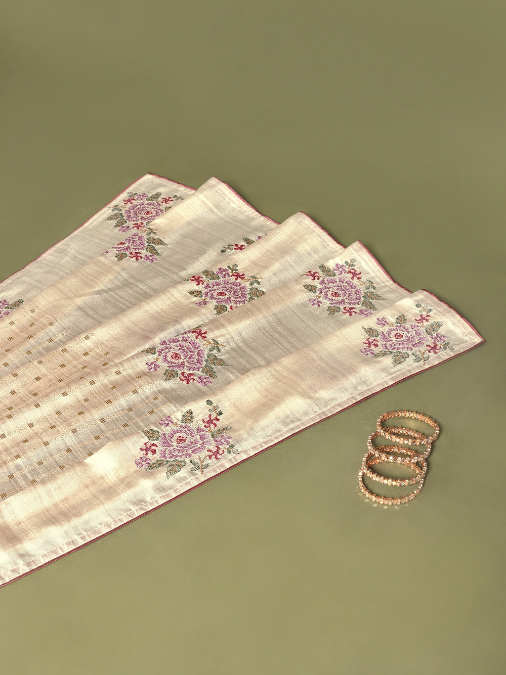 Zarina Embroidered Tussar Saree