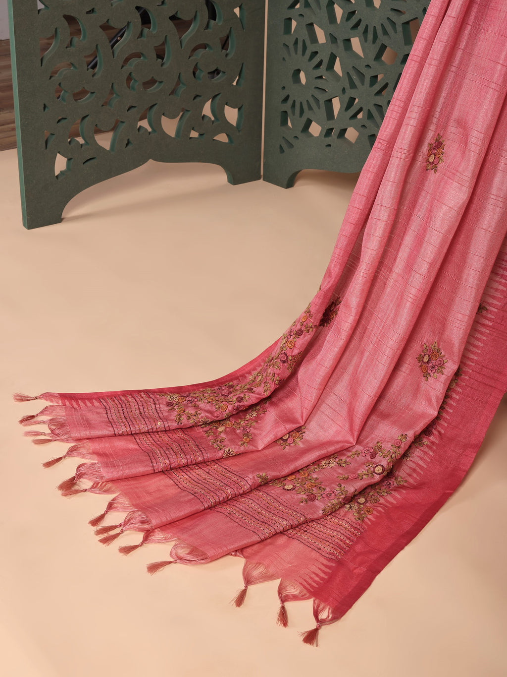 Gulbahar Linen Tissue Embroidered Saree