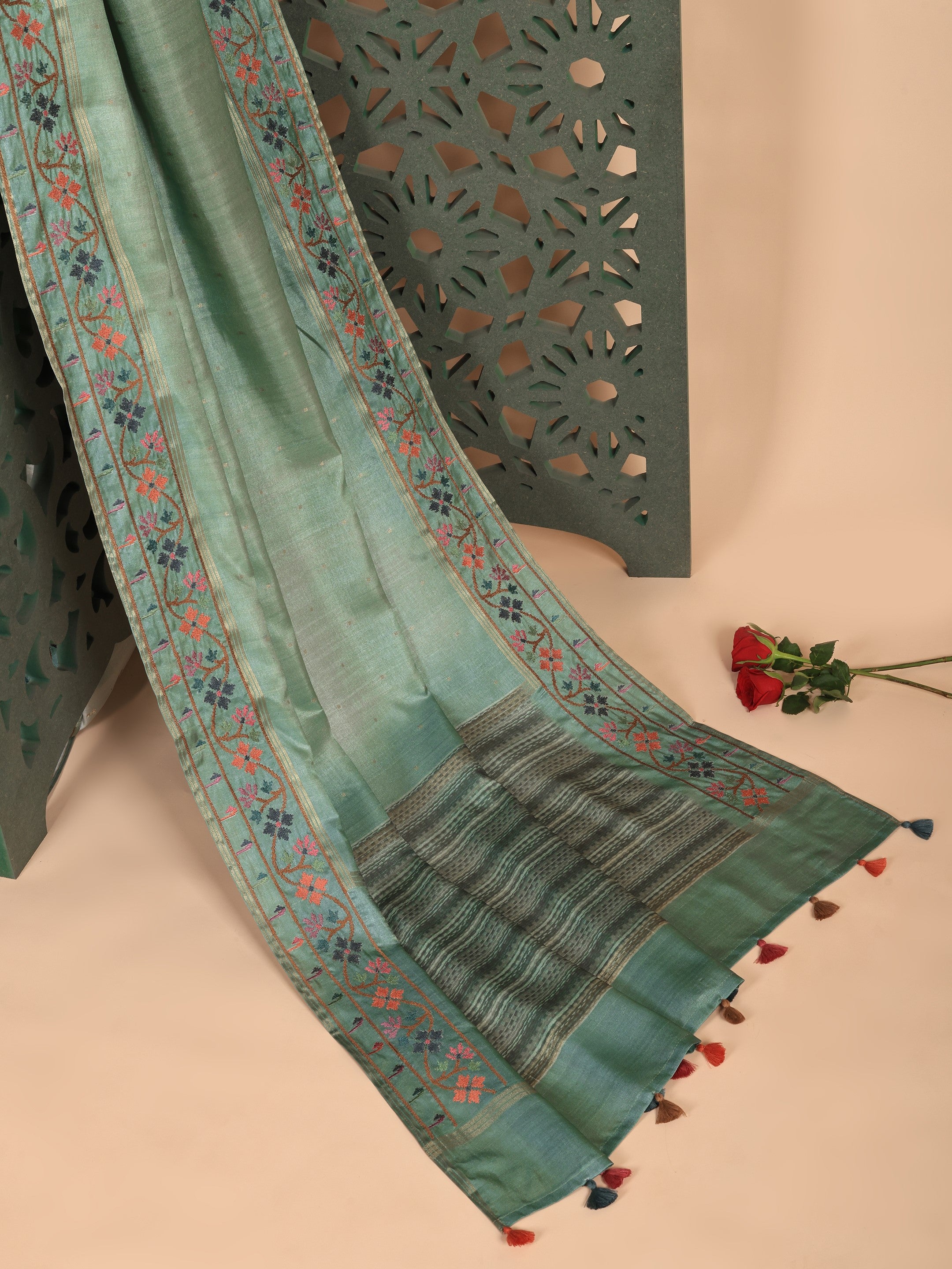 Avni Embroidered Tussar Saree