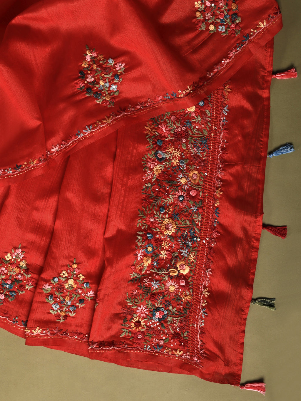 Raga Linen Tissue Embroidered Saree