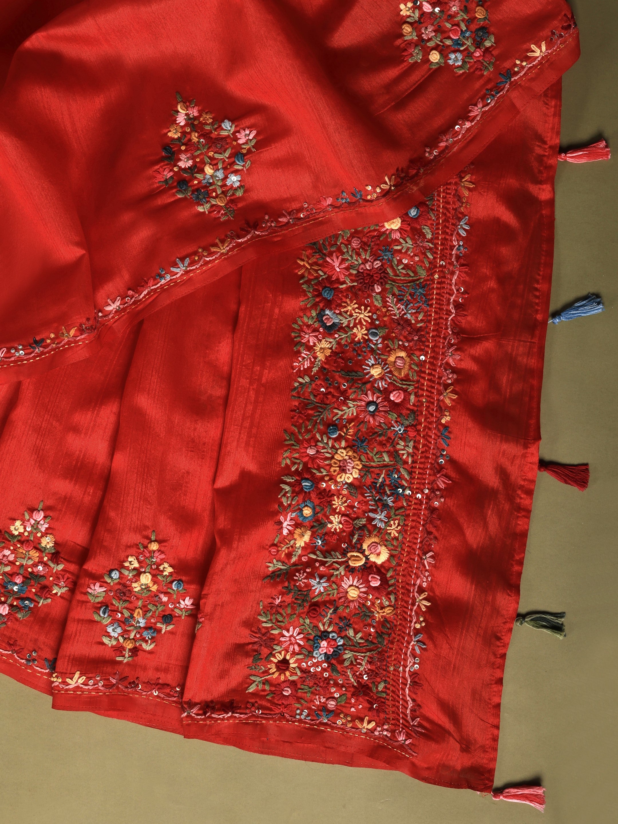 Raga Linen Tissue Embroidered Saree