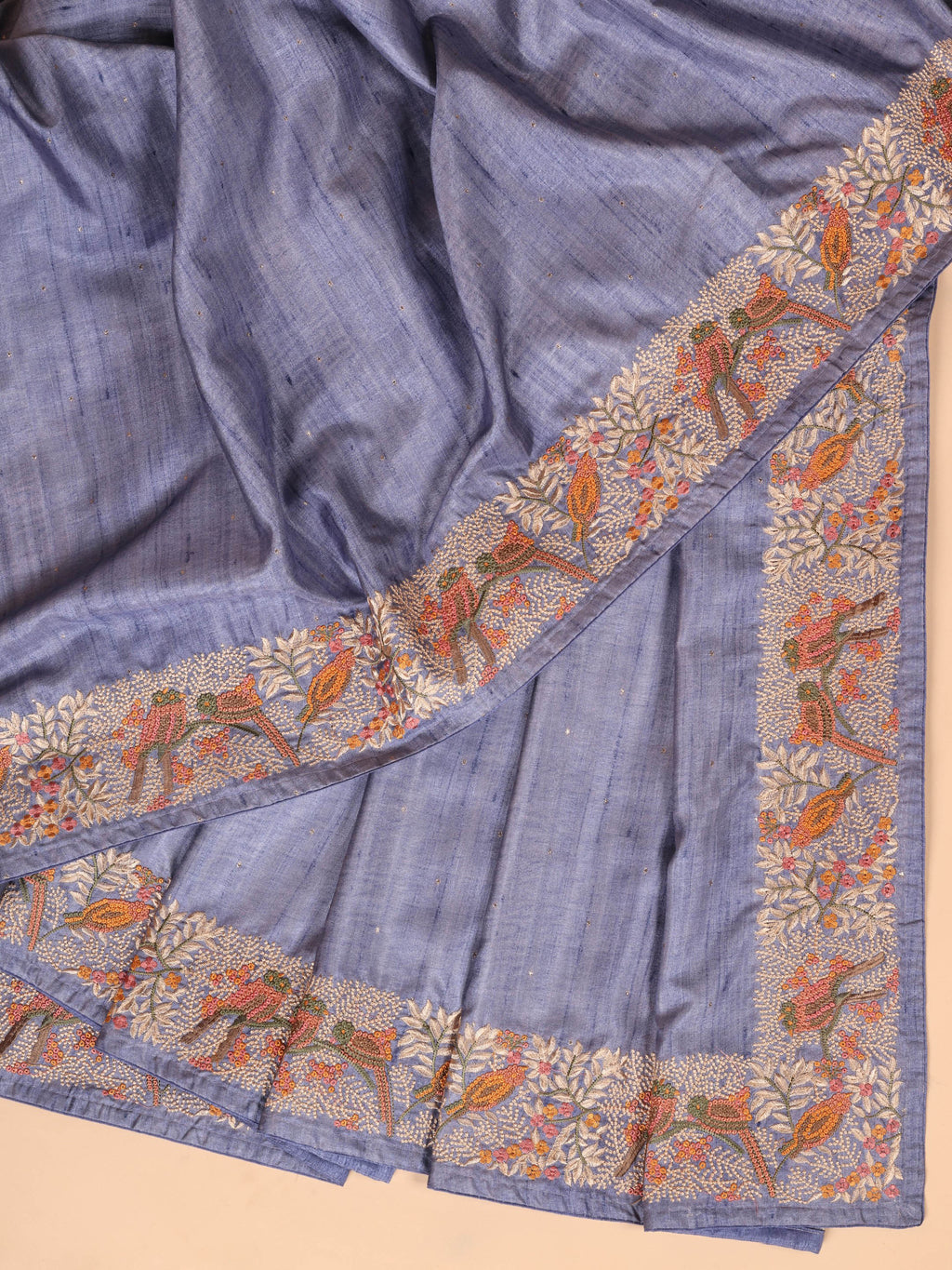 Pakhi Embroidered Tussar Saree