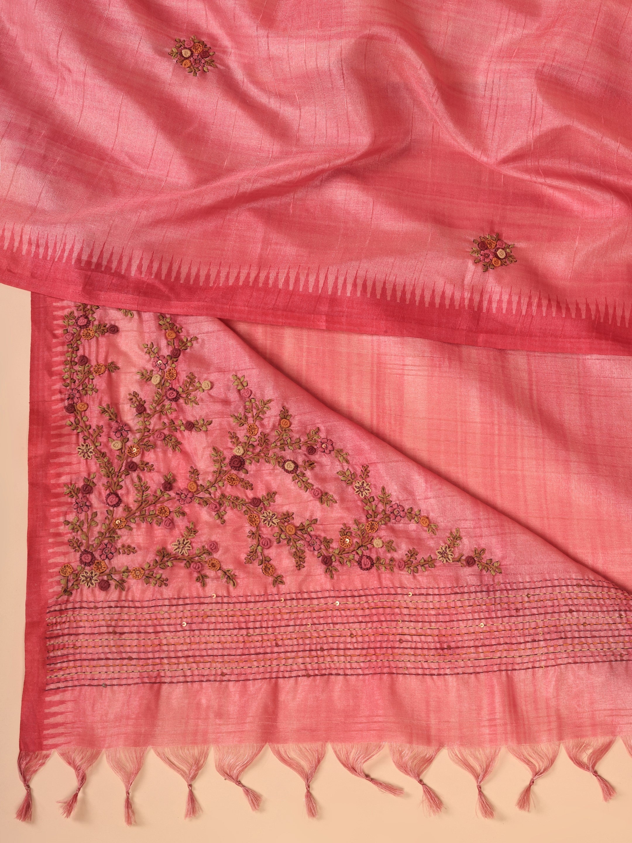 Gulbahar Linen Tissue Embroidered Saree