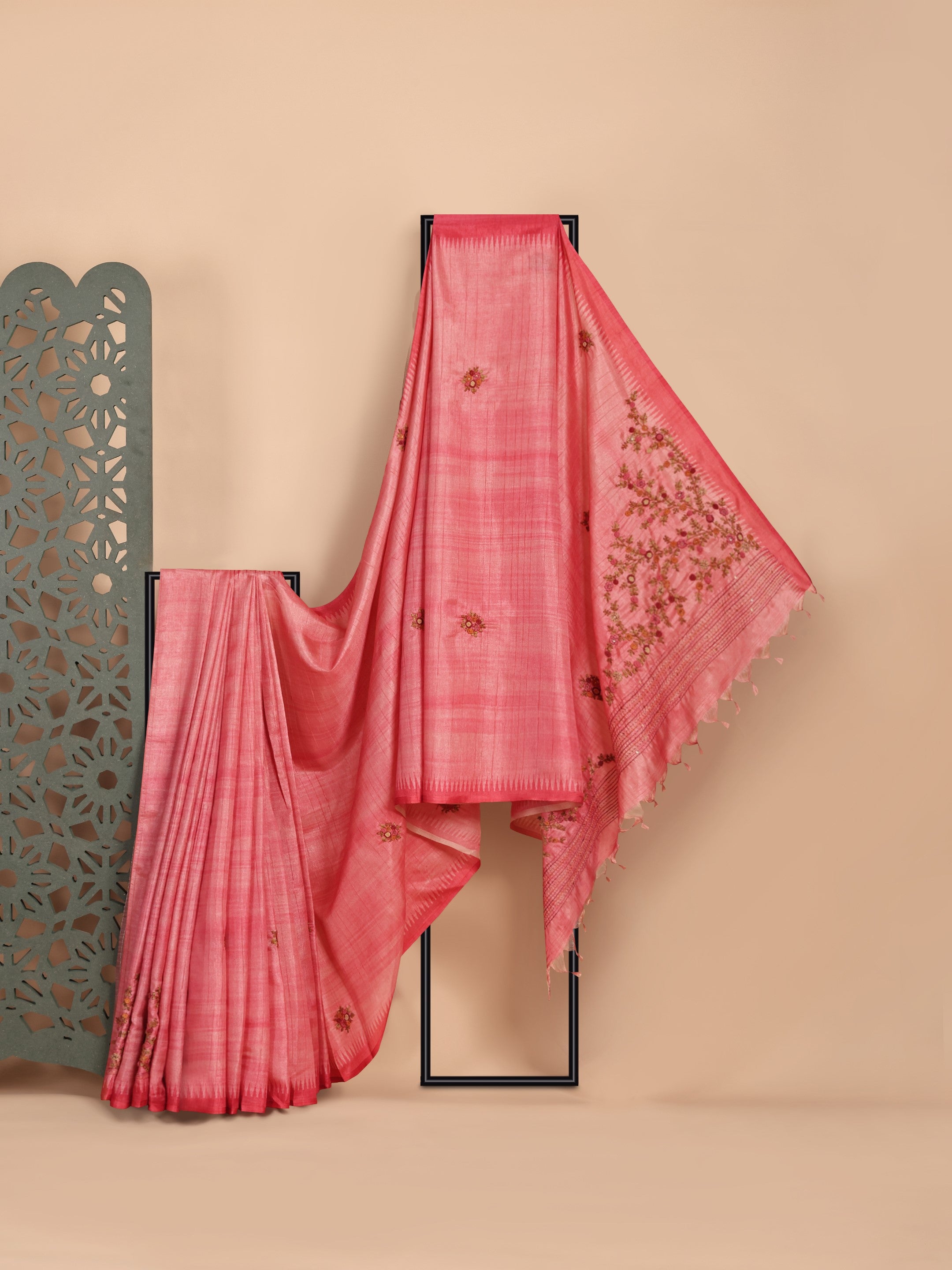 Gulbahar Linen Tissue Embroidered Saree