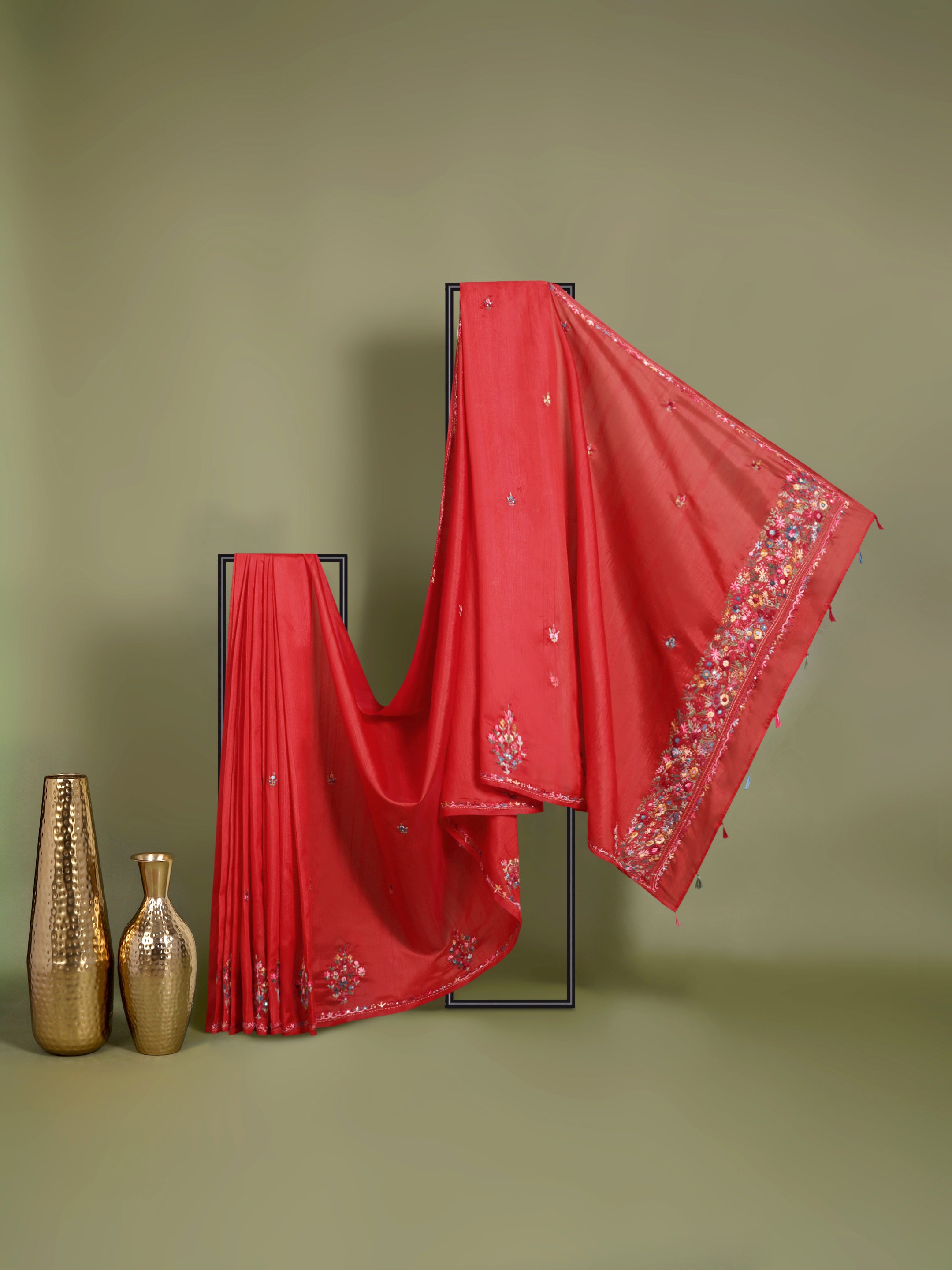 Raga Linen Tissue Embroidered Saree