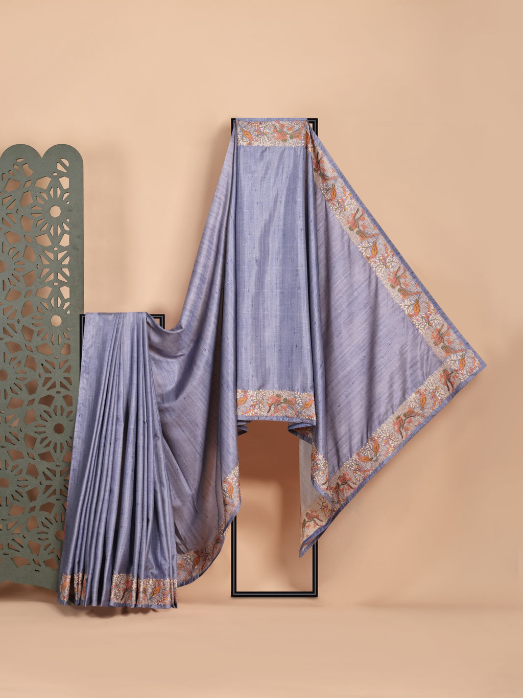Pakhi Embroidered Tussar Saree