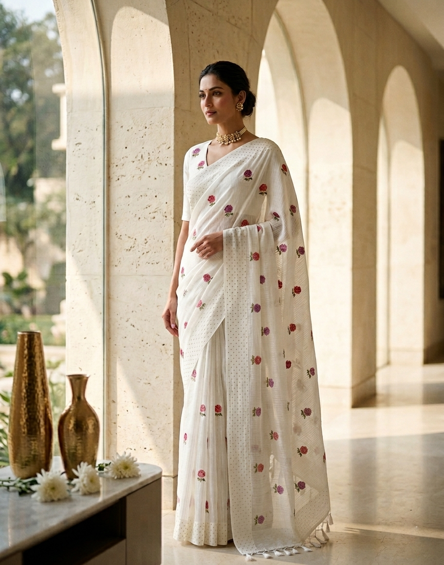 Kashish Embroidered Tussar Saree