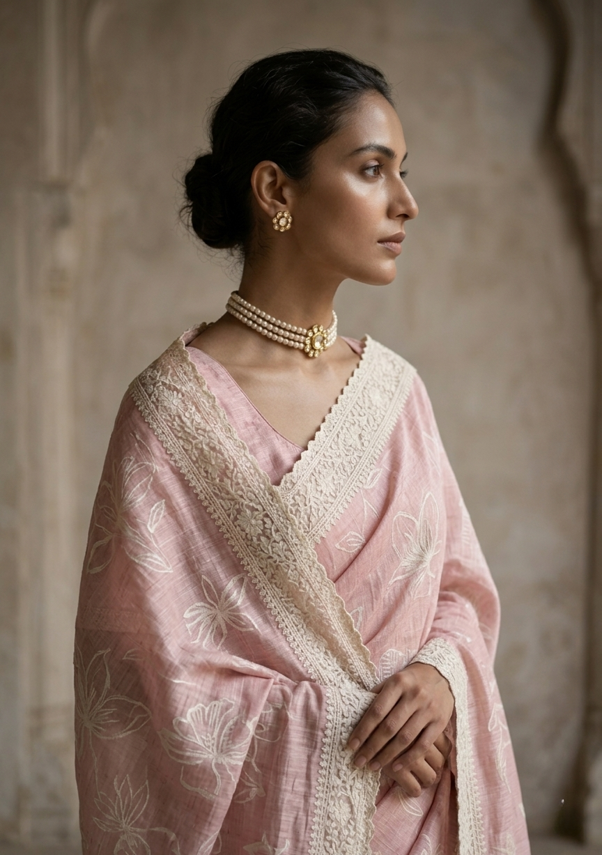 Sia Embroidered Kota Doria Silk saree