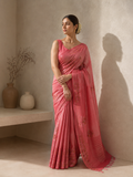 Gulbahar Linen Tissue Embroidered Saree
