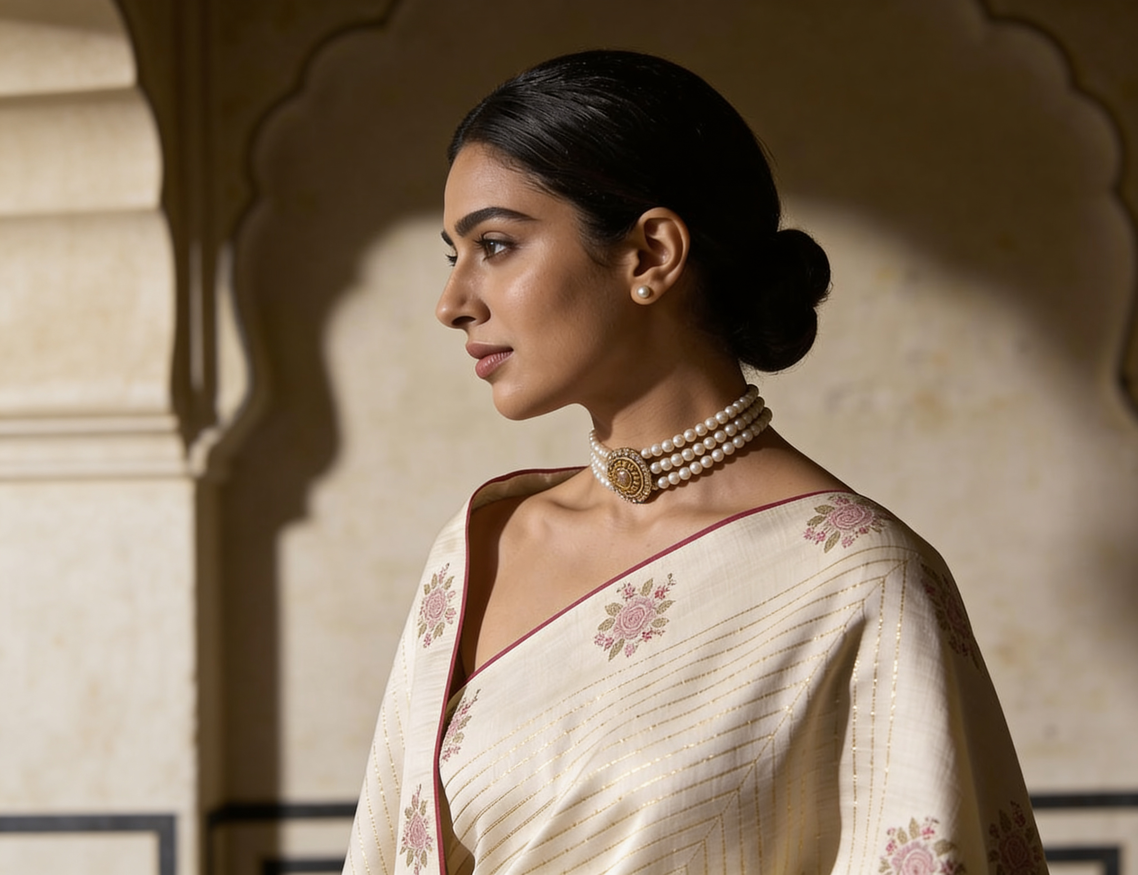 Zarina Embroidered Tussar Saree