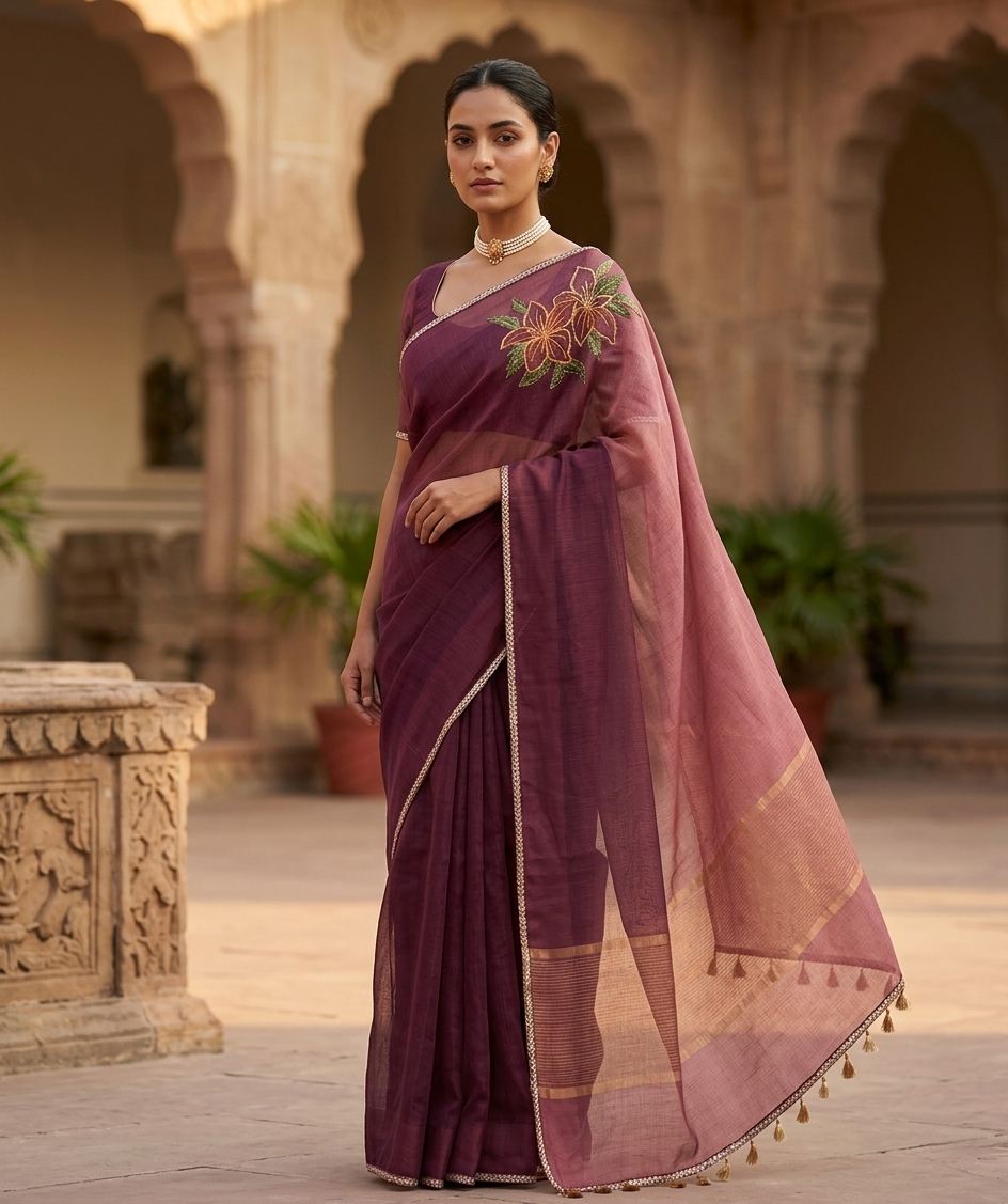 Ruhani Embroidered Kota Doaria Saree
