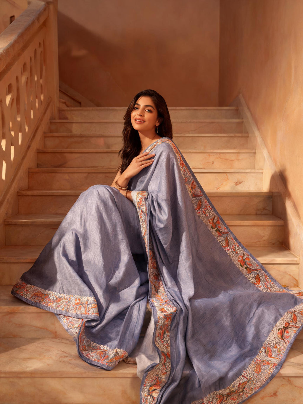 Pakhi Embroidered Tussar Saree